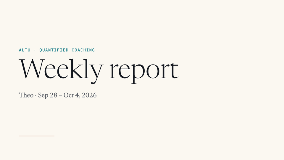 Cover: weekly report for Theo, Sep 28 to Oct 4, 2026