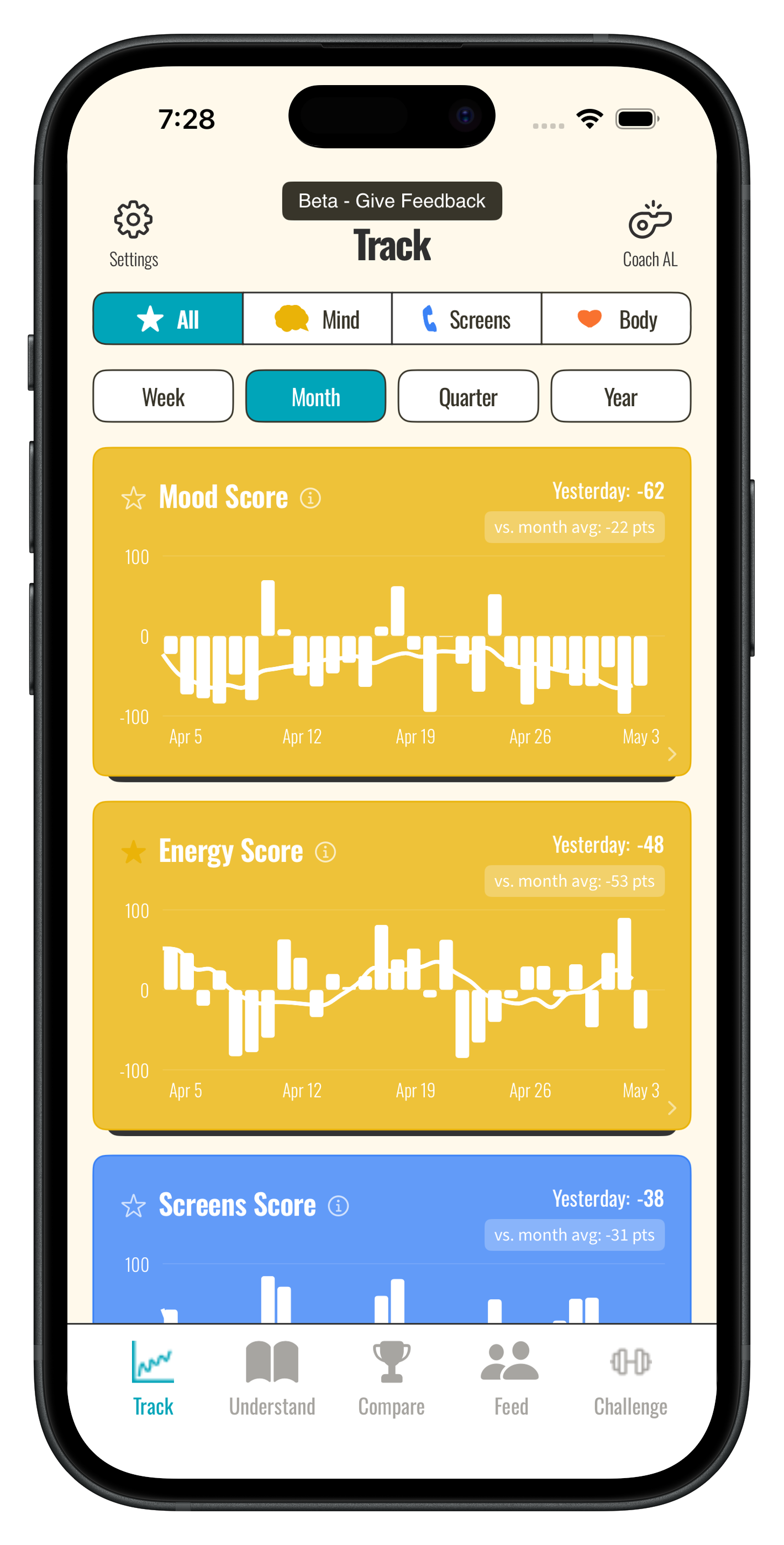 Altu tracking screen